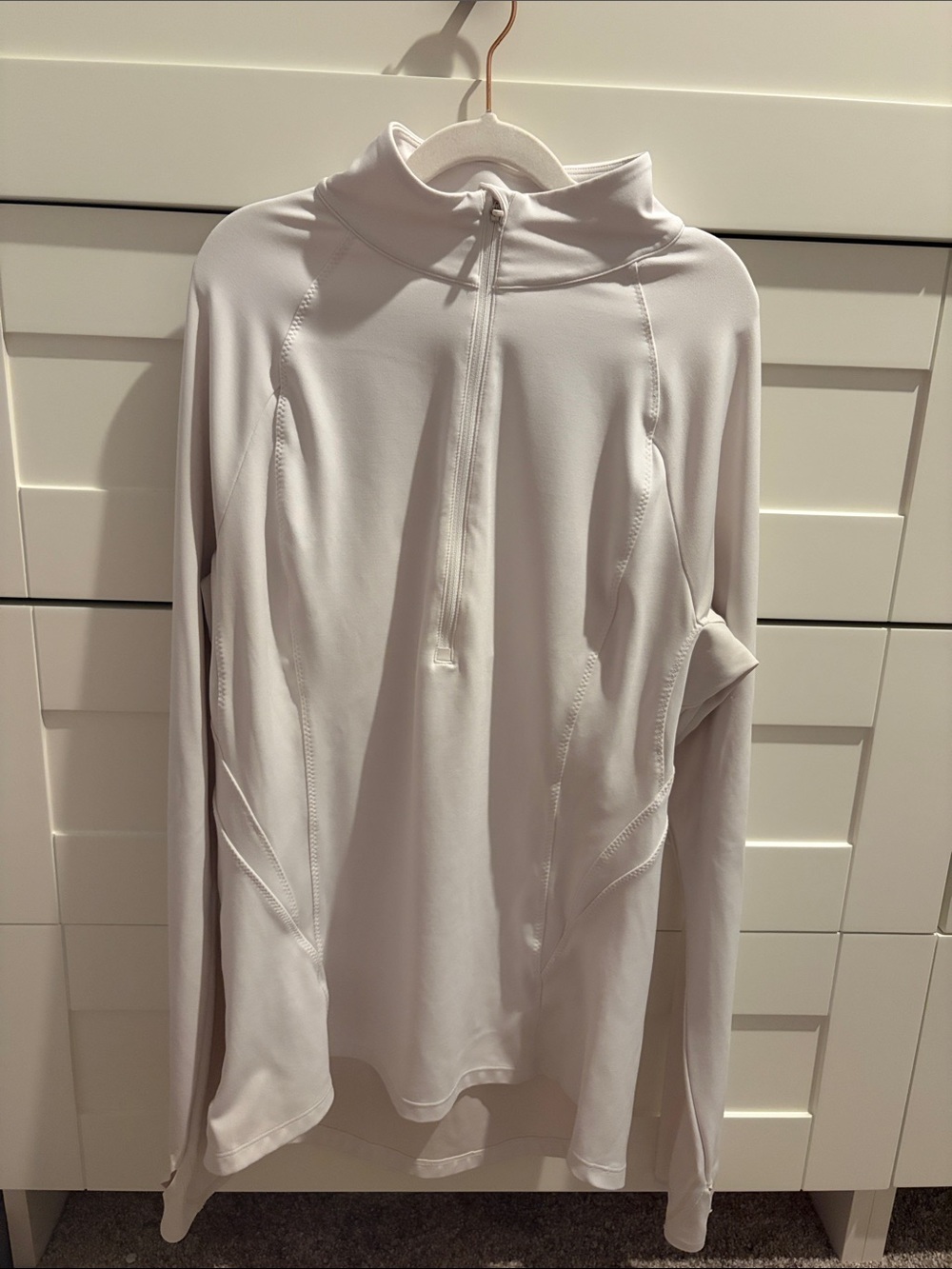 Athleta White Long-Sleeve Quarter Zip Performance Top